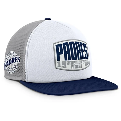 Men's Fanatics Gray/White San Diego Padres Cranked Foam Front Patch Trucker Adjustable Hat