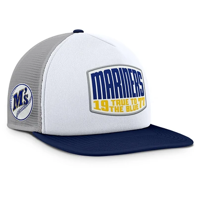 Men's Fanatics Gray/White Seattle Mariners Cranked Foam Front Patch Trucker Adjustable Hat