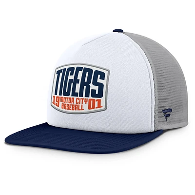 Men's Fanatics Gray/White Detroit Tigers Cranked Foam Front Patch Trucker Adjustable Hat