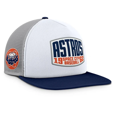 Men's Fanatics Gray/White Houston Astros Cranked Foam Front Patch Trucker Adjustable Hat