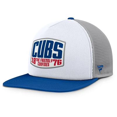 Men's Fanatics Gray/White Chicago Cubs Cranked Foam Front Patch Trucker Adjustable Hat