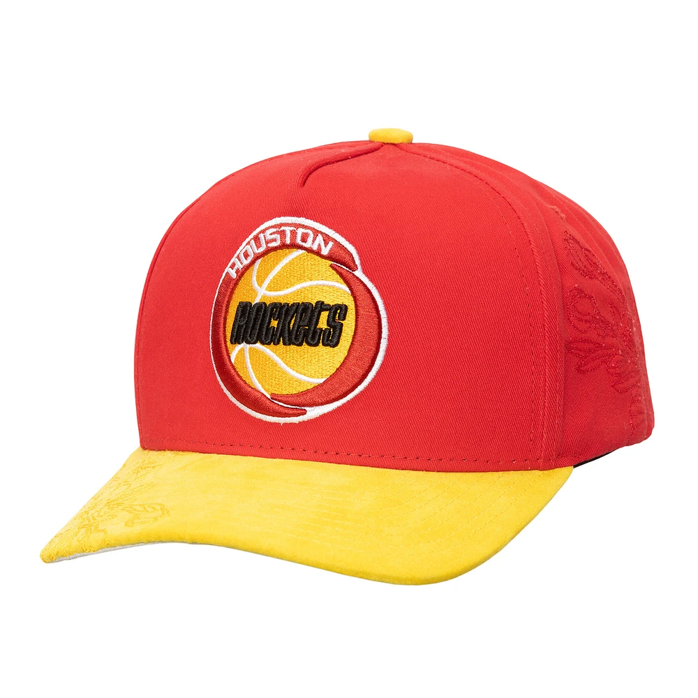 Men's Mitchell & Ness Red/Yellow Houston Rockets May Flowers Adjustable Hat