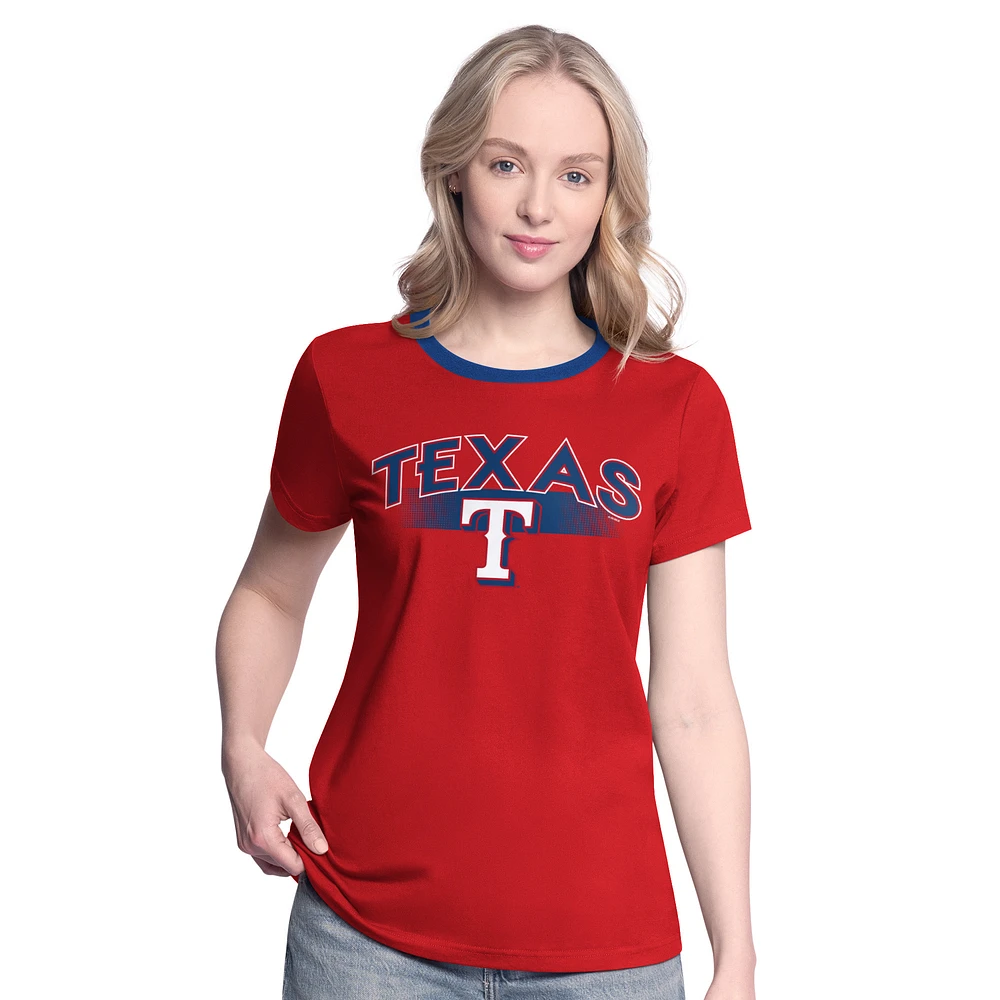 Women's G-III 4Her by Carl Banks Red Texas Rangers Pitch T-Shirt