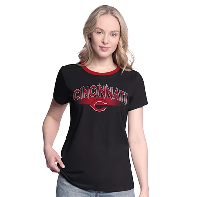 Women's G-III 4Her by Carl Banks Black Cincinnati Reds Pitch T-Shirt