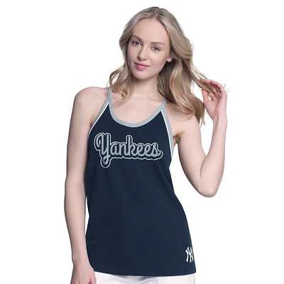 Women's G-III 4Her by Carl Banks Navy New York Yankees Curveball Racerback Tank Top