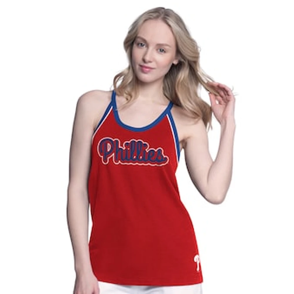 Women's G-III 4Her by Carl Banks Red Philadelphia Phillies Curveball Racerback Tank Top