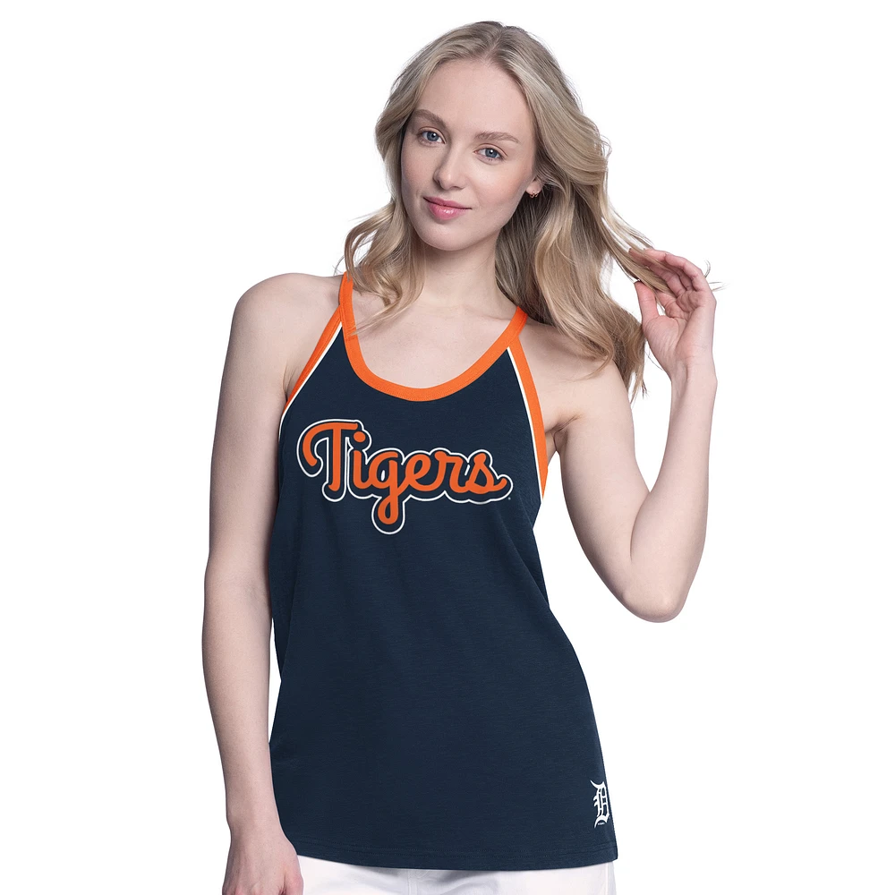 Women's G-III 4Her by Carl Banks Navy Detroit Tigers Curveball Racerback Tank Top