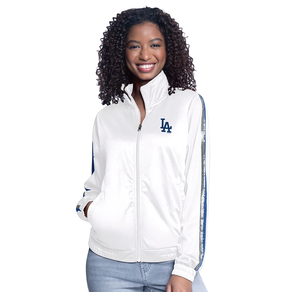 Women's G-III Sports by Carl Banks White Los Angeles Dodgers Gear II Full-Zip Track Jacket