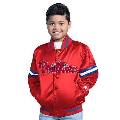 Youth Starter Red Philadelphia Phillies Scrimmage Full-Snap Varsity Jacket