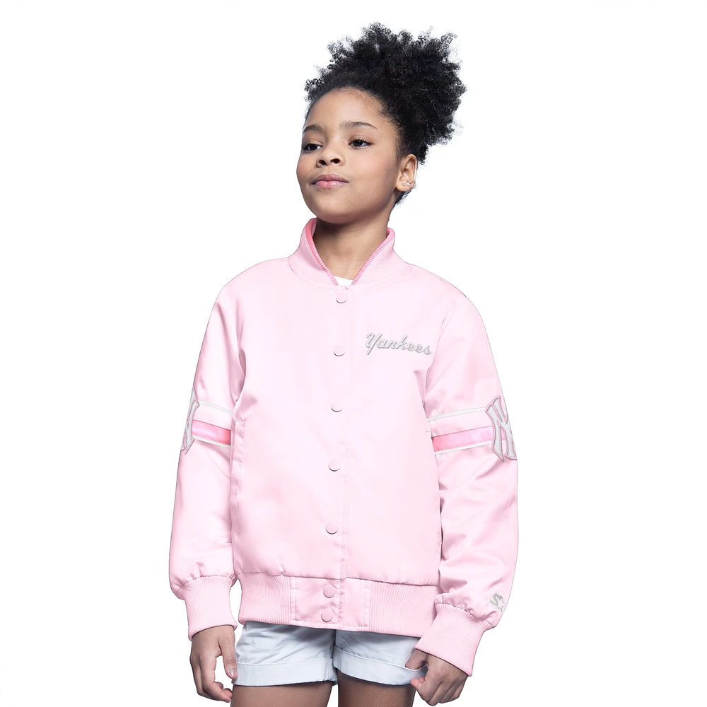 Youth Starter Pink New York Yankees Arena Full-Snap Varsity Jacket