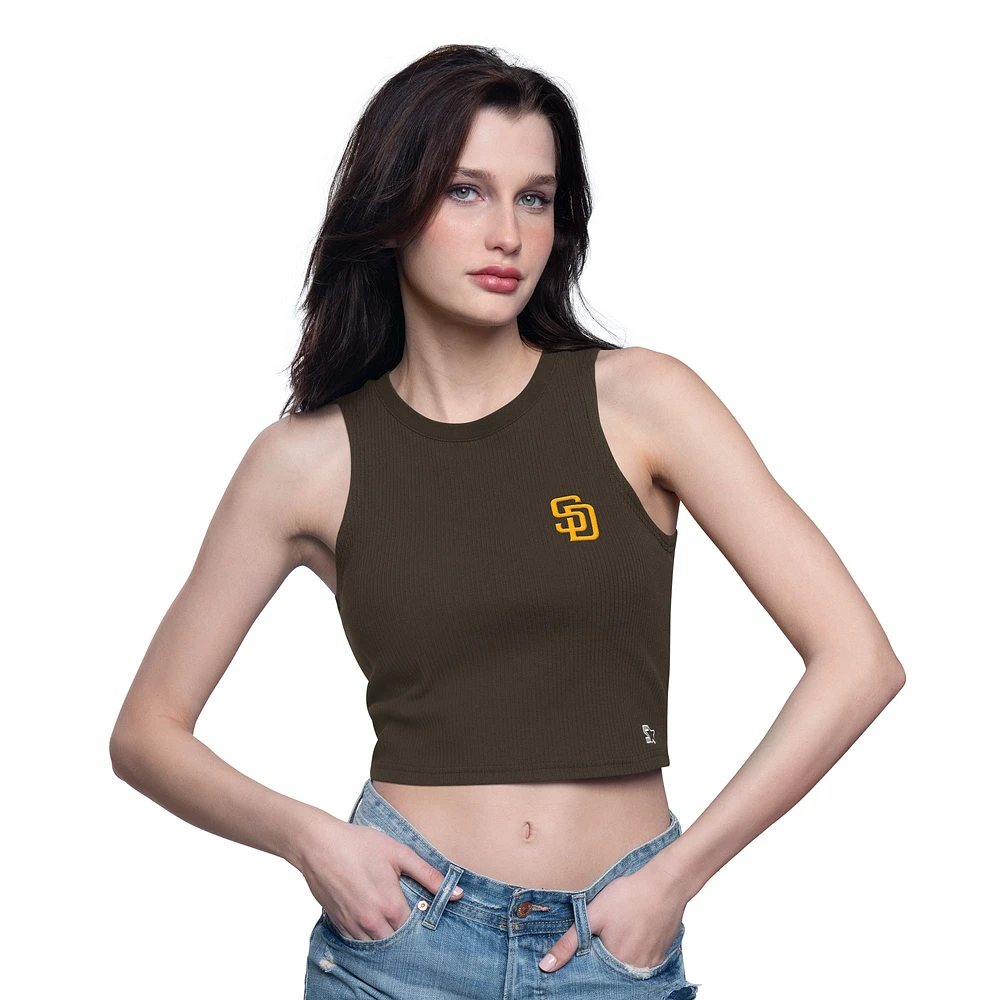 Women's Starter Brown San Diego Padres Show Up Cropped Tank Top