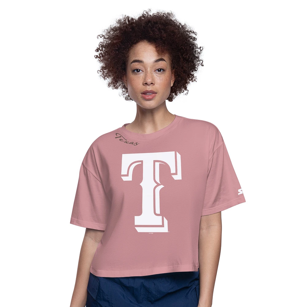 Women's Starter Pink Texas Rangers Play the Ball Boxy Cropped T-Shirt