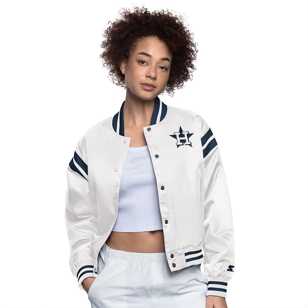 Women's Starter White Houston Astros Full Count Full-Snap Varsity Jacket