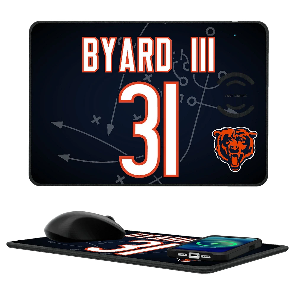 Keyscaper Kevin Byard III Chicago Bears Wireless Charger and Mouse Pad