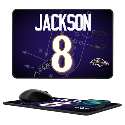 Keyscaper Lamar Jackson Baltimore Ravens Wireless Charger and Mouse Pad