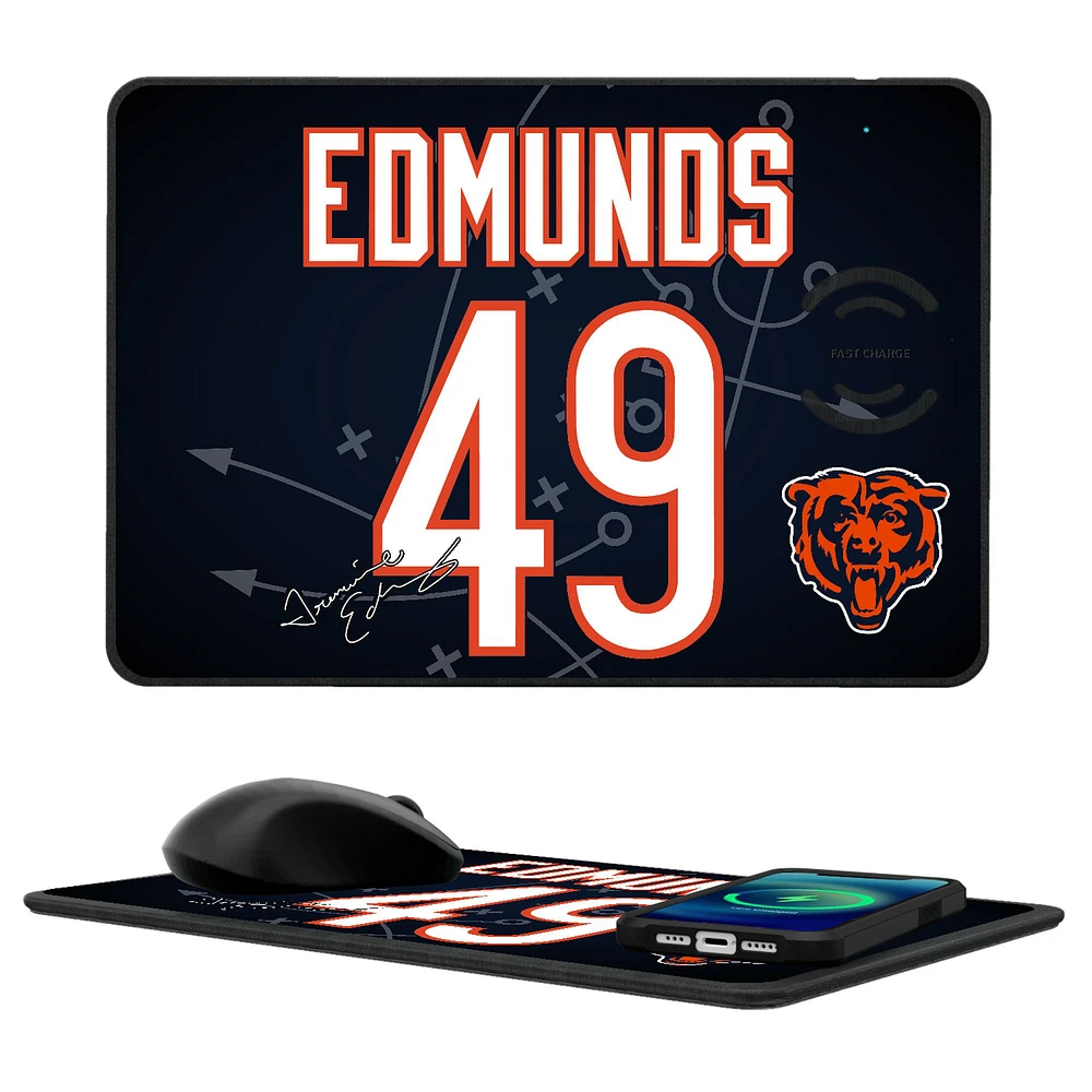 Keyscaper Tremaine Edmunds Chicago Bears Wireless Charger and Mouse Pad