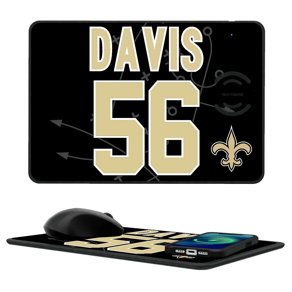 Keyscaper Demario Davis New Orleans Saints Wireless Charger and Mouse Pad