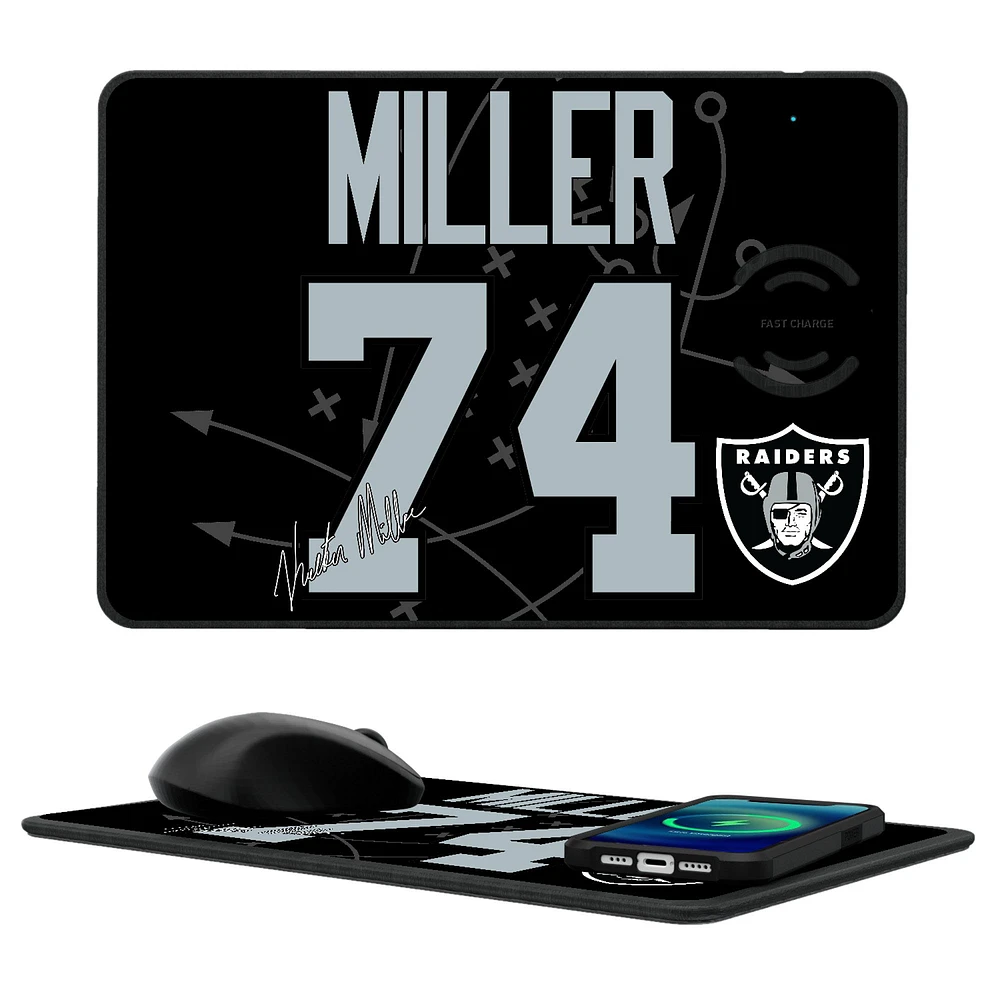 Keyscaper Kolton Miller Las Vegas Raiders Wireless Charger and Mouse Pad