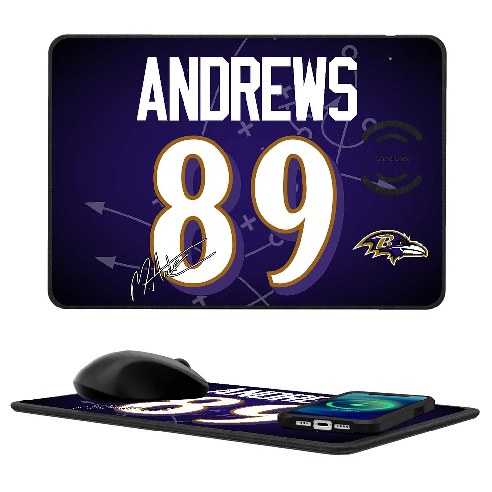 Keyscaper Mark Andrews Baltimore Ravens Wireless Charger and Mouse Pad