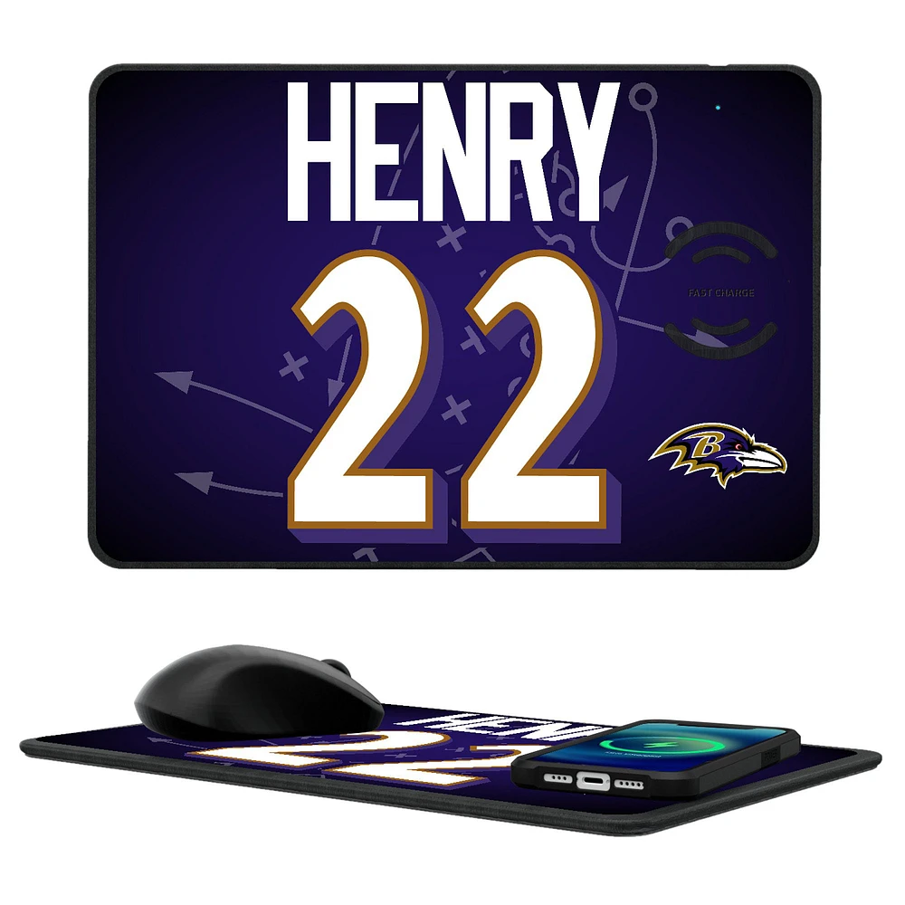 Keyscaper Derrick Henry Baltimore Ravens Wireless Charger and Mouse Pad