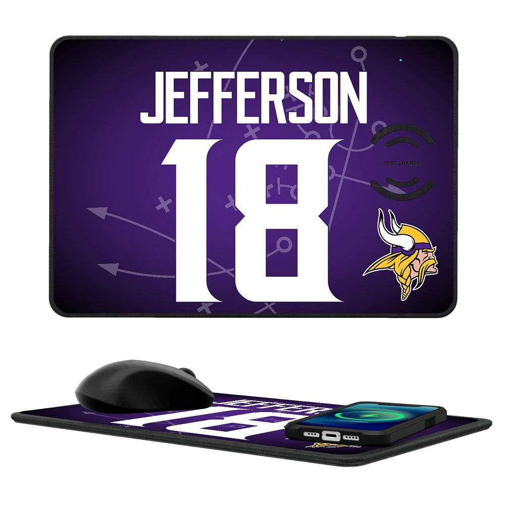 Keyscaper Justin Jefferson Minnesota Vikings Wireless Charger and Mouse Pad