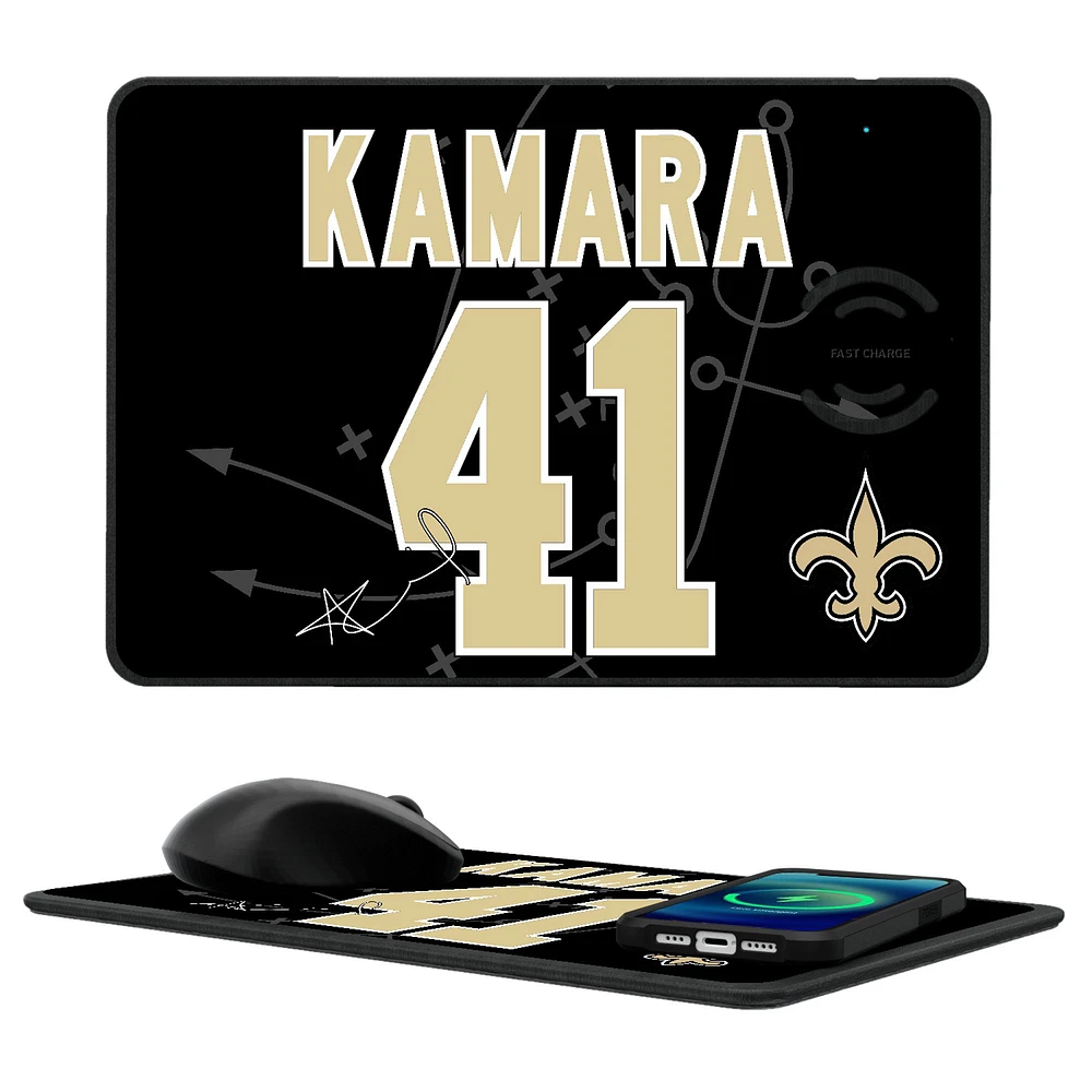 Keyscaper Alvin Kamara New Orleans Saints Wireless Charger and Mouse Pad