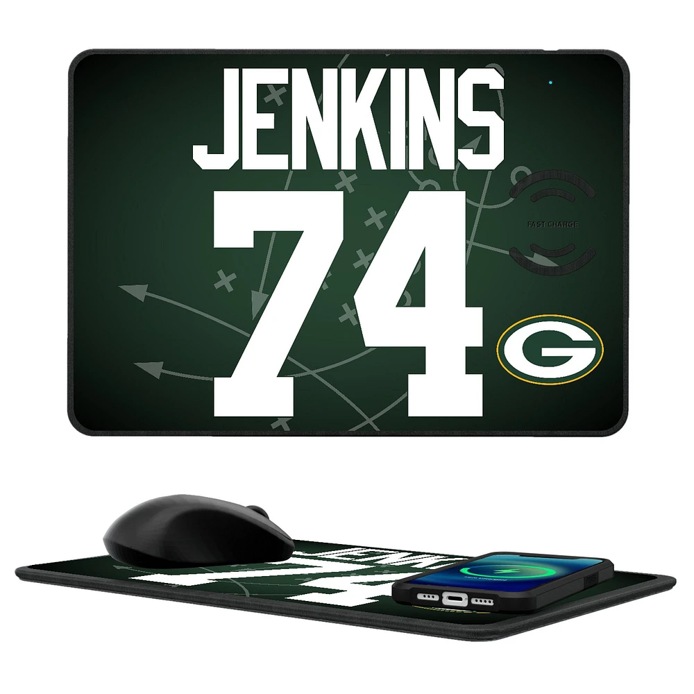 Keyscaper Elgton Jenkins Green Bay Packers Wireless Charger and Mouse Pad