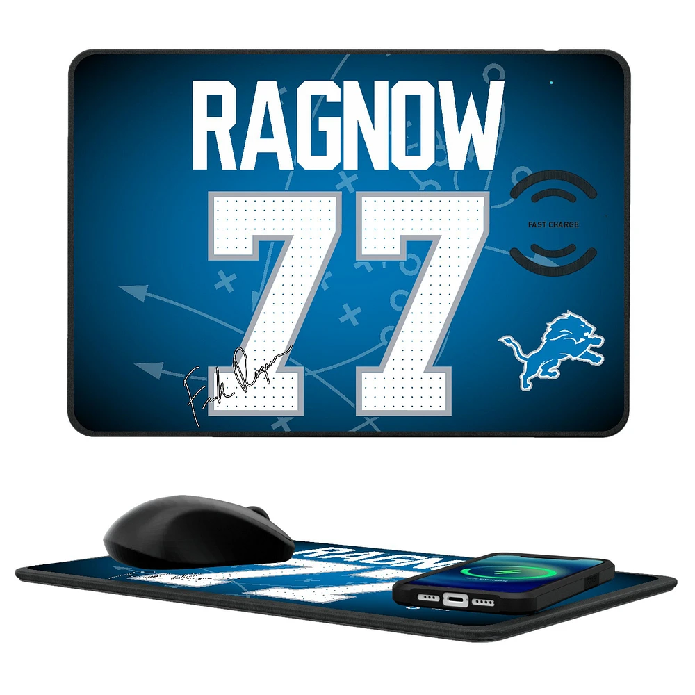 Keyscaper Frank Ragnow Detroit Lions Wireless Charger and Mouse Pad