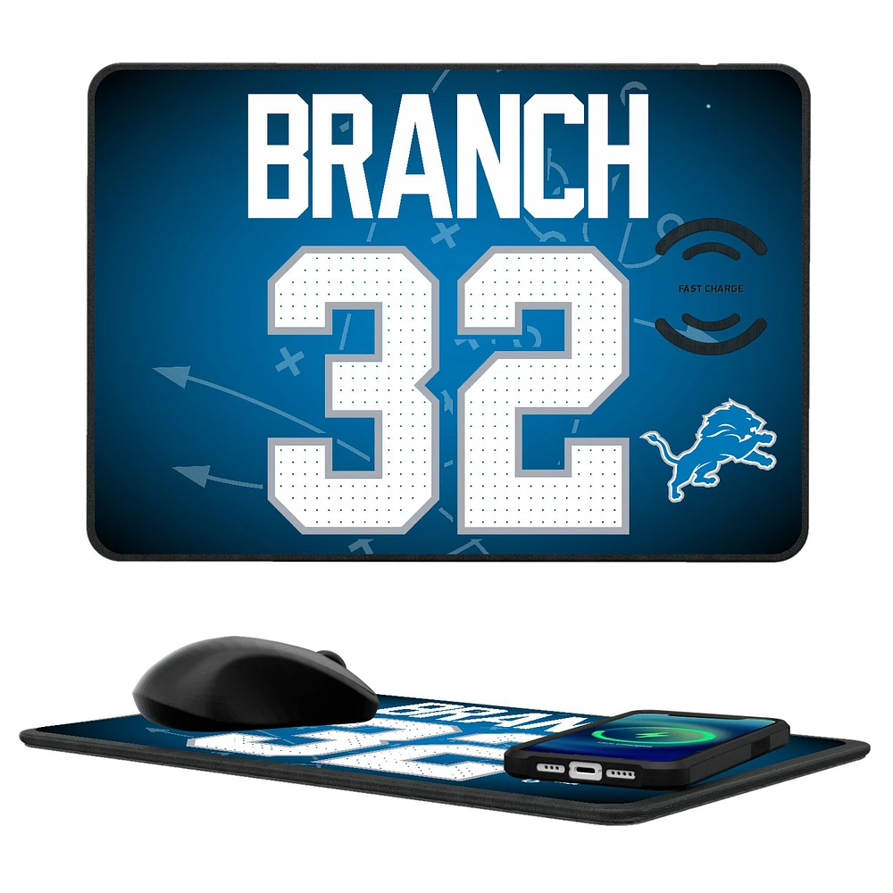 Keyscaper Brian Branch Detroit Lions Wireless Charger and Mouse Pad