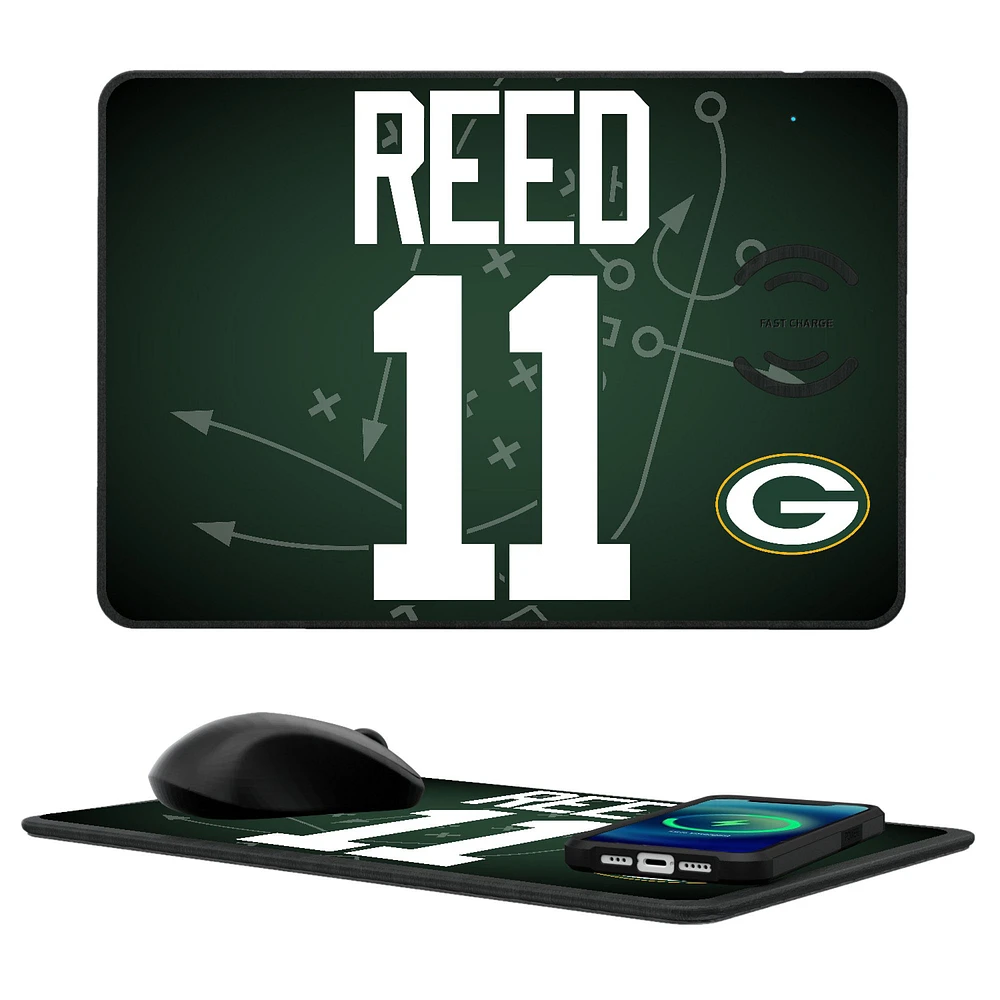 Keyscaper Jayden Reed Green Bay Packers Wireless Charger and Mouse Pad