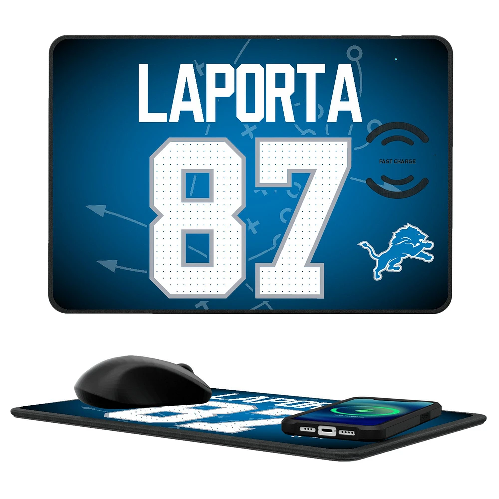 Keyscaper Sam LaPorta Detroit Lions Wireless Charger and Mouse Pad