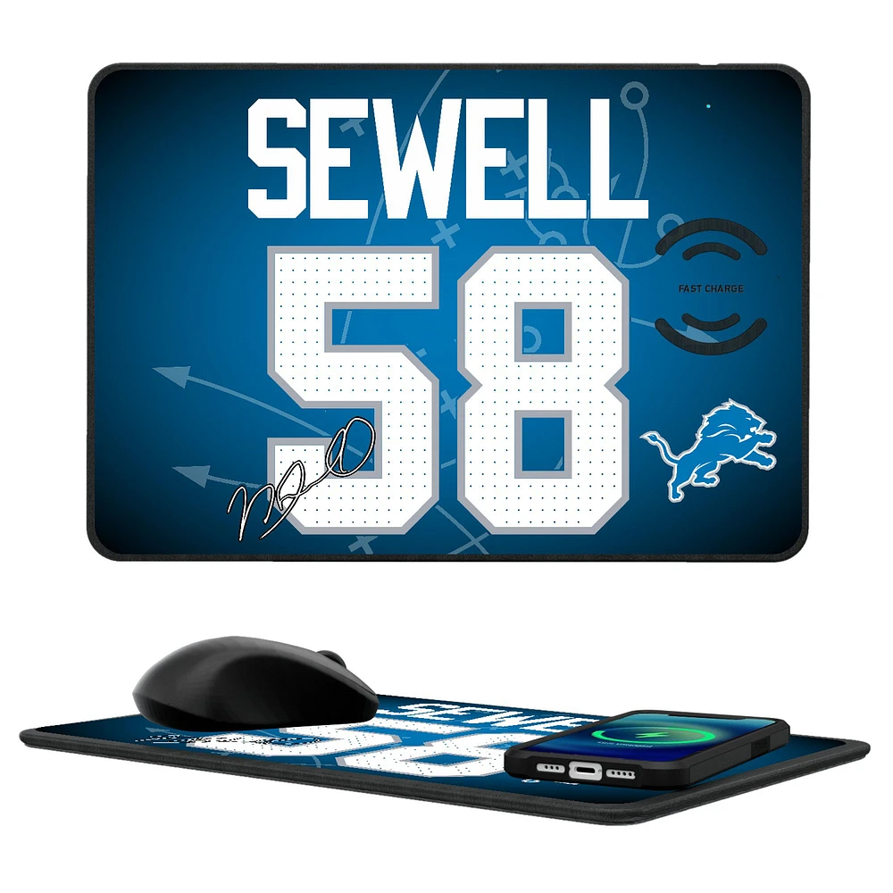 Keyscaper Penei Sewell Detroit Lions Wireless Charger and Mouse Pad