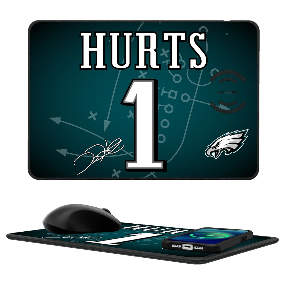 Keyscaper Jalen Hurts Philadelphia Eagles Wireless Charger and Mouse Pad
