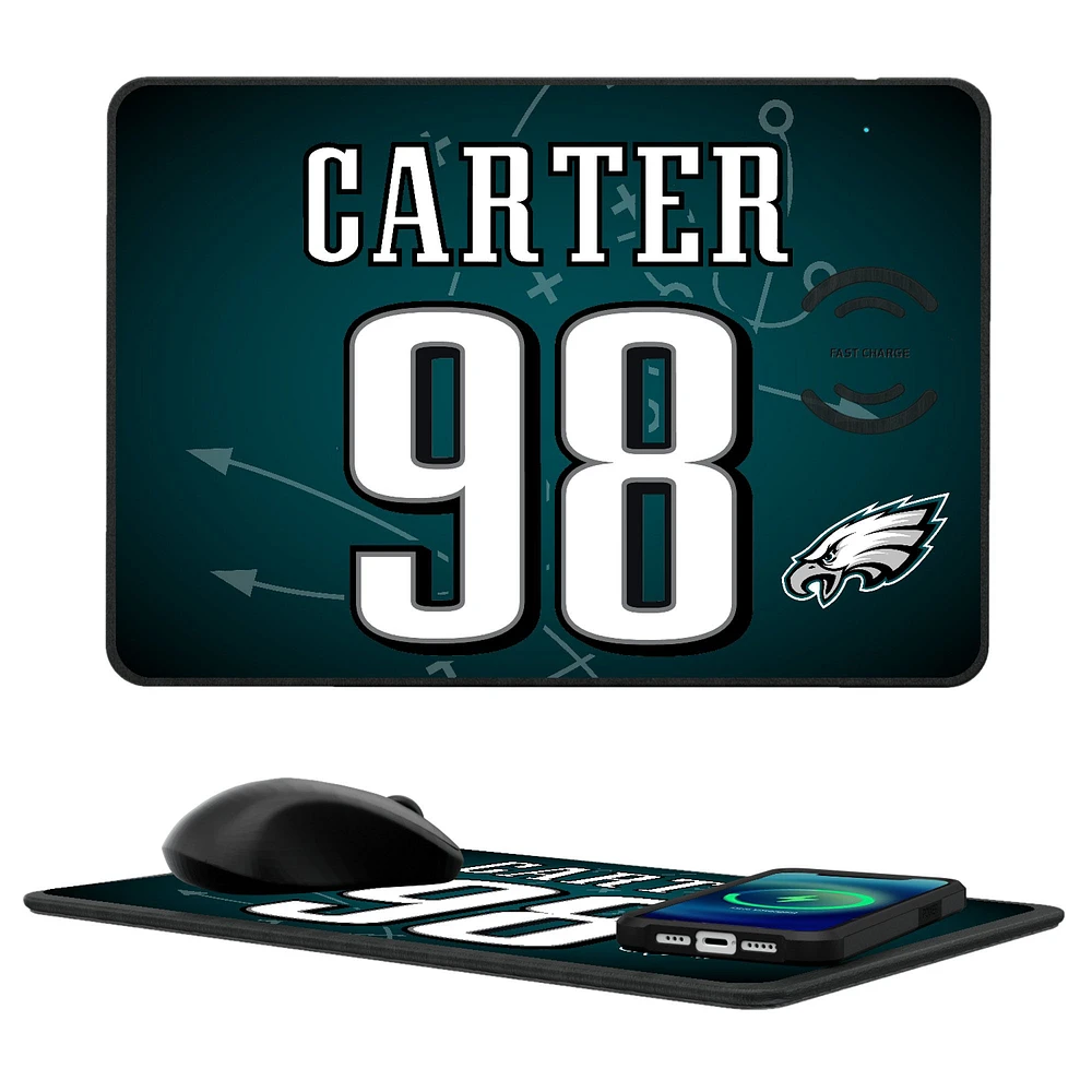 Keyscaper Jalen Carter Philadelphia Eagles Wireless Charger and Mouse Pad