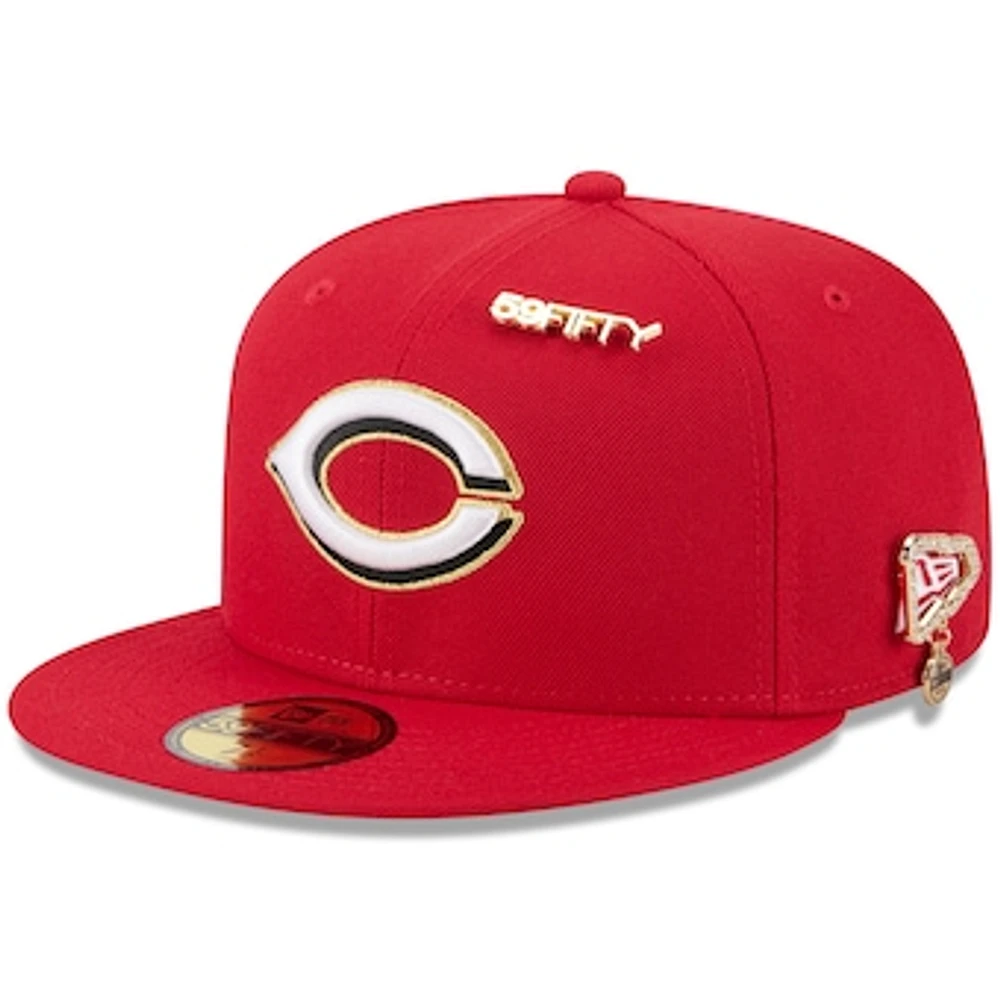 Men's New Era Red Cincinnati Reds 2025 59FIFTY Day Fitted Hat with Pins