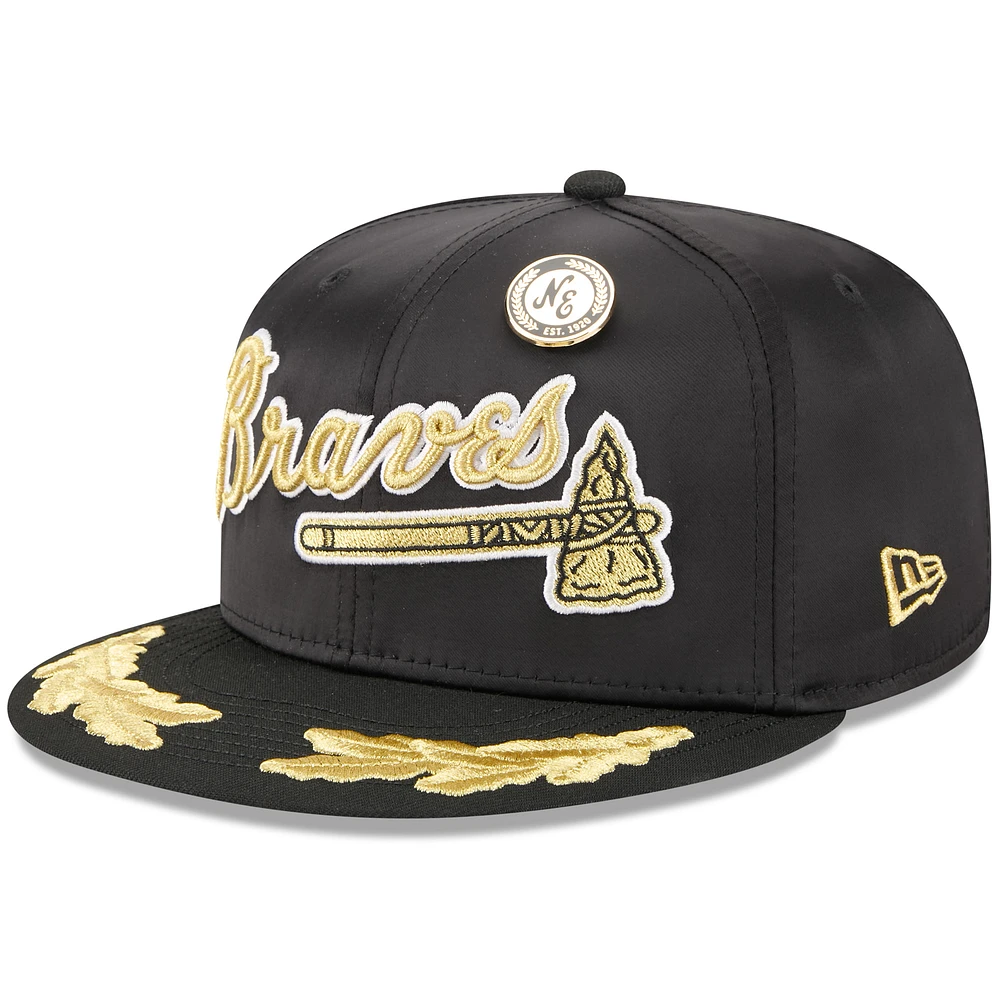 Men's New Era Black Atlanta Braves 2025 59FIFTY Day Gold Leaf Fitted Hat