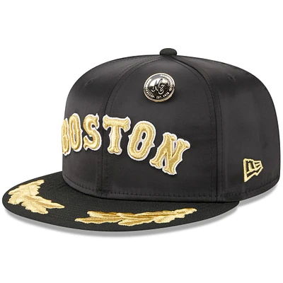 Men's New Era Black Boston Red Sox 2025 59FIFTY Day Gold Leaf Fitted Hat