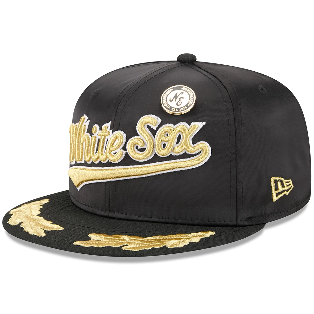 Men's New Era Black Chicago White Sox 2025 59FIFTY Day Gold Leaf Fitted Hat