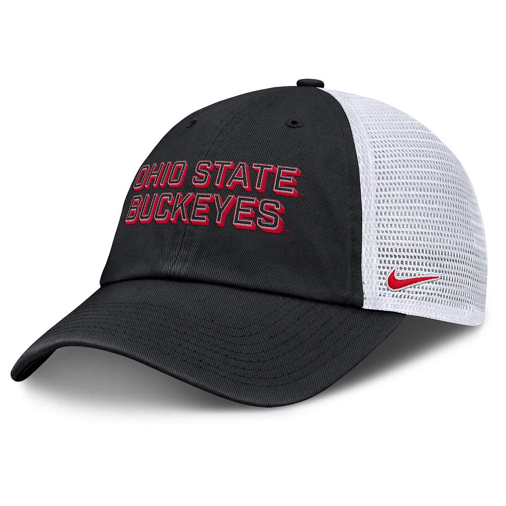 Men's Nike Black Ohio State Buckeyes 2025 Gameday On-Field Club Adjustable Trucker Hat