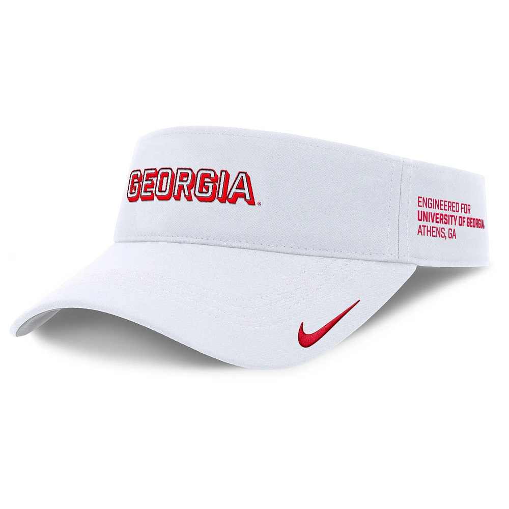 Men's Nike White Georgia Bulldogs 2025 On-Field Gameday Performance Ace Adjustable Visor