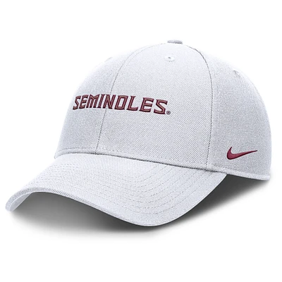 Men's Nike White Florida State Seminoles 2025 On-Field Rise Performance Adjustable Hat