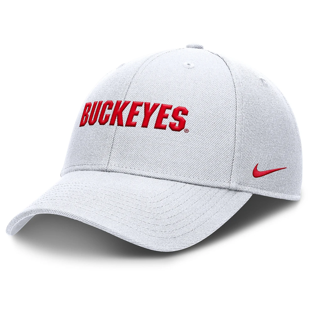 Men's Nike White Ohio State Buckeyes 2025 On-Field Rise Performance Adjustable Hat