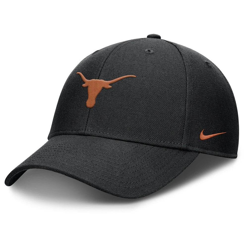 Men's Nike Black Texas Longhorns 2025 On-Field Rise Performance Adjustable Hat