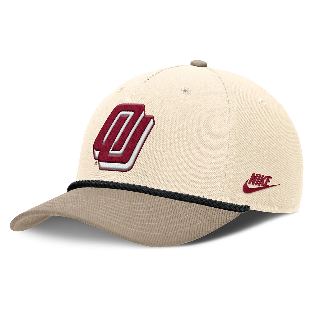 Men's Nike Natural Oklahoma Sooners Rise Legacy Throwback Logo Adjustable Hat