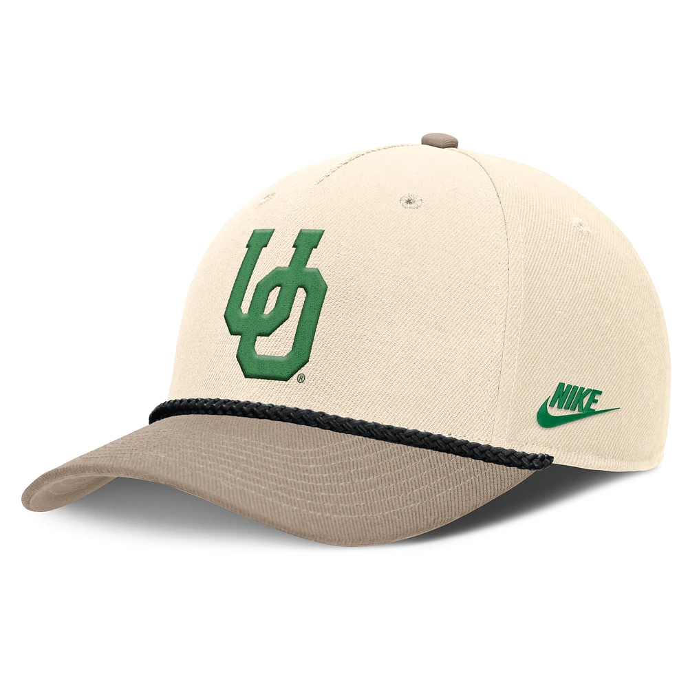 Men's Nike Natural Oregon Ducks Rise Legacy Throwback Logo Adjustable Hat