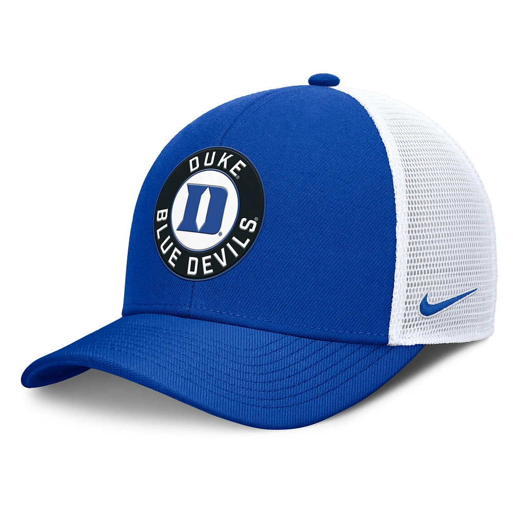 Men's Nike Royal/White Duke Blue Devils Rise Primetime Performance Trucker Adjustable Hat