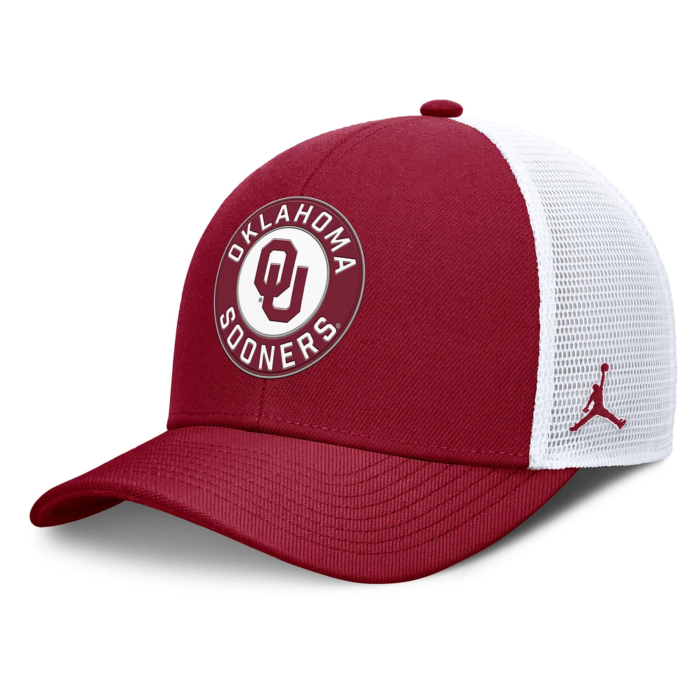 Men's Jordan Brand Crimson/White Oklahoma Sooners Rise Primetime Performance Trucker Adjustable Hat