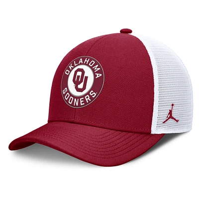 Men's Jordan Brand Crimson/White Oklahoma Sooners Rise Primetime Performance Trucker Adjustable Hat