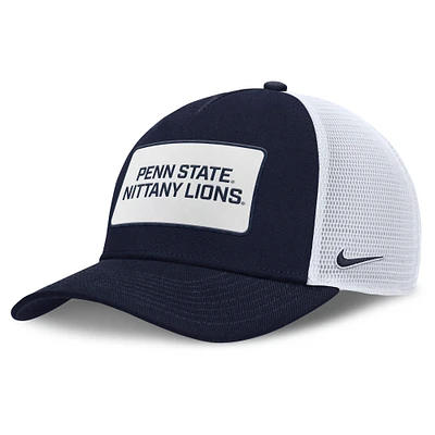 Men's Nike Navy/White Penn State Nittany Lions 2025 On-Field Rise Patch Trucker Adjustable Hat