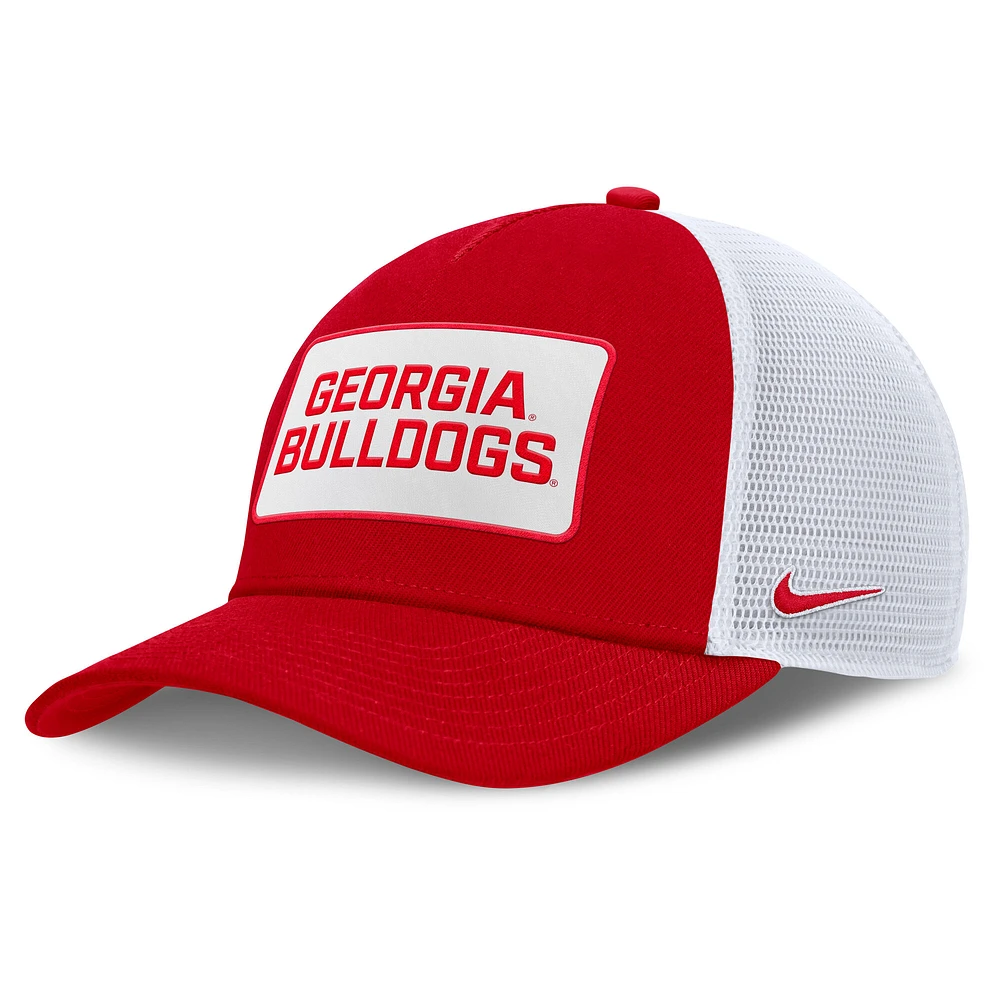 Men's Nike /White Georgia Bulldogs 2025 On-Field Rise Patch Trucker Adjustable Hat